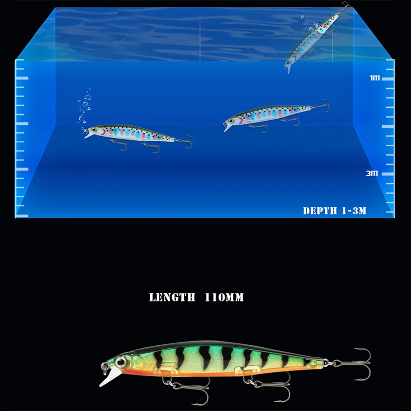 

Minnow Sinking fishing lure 110mm 13g Crankbait swimbait Carp Tuna Artificial Hard Bait For Bass Perch Pike Salmon Trout Lure