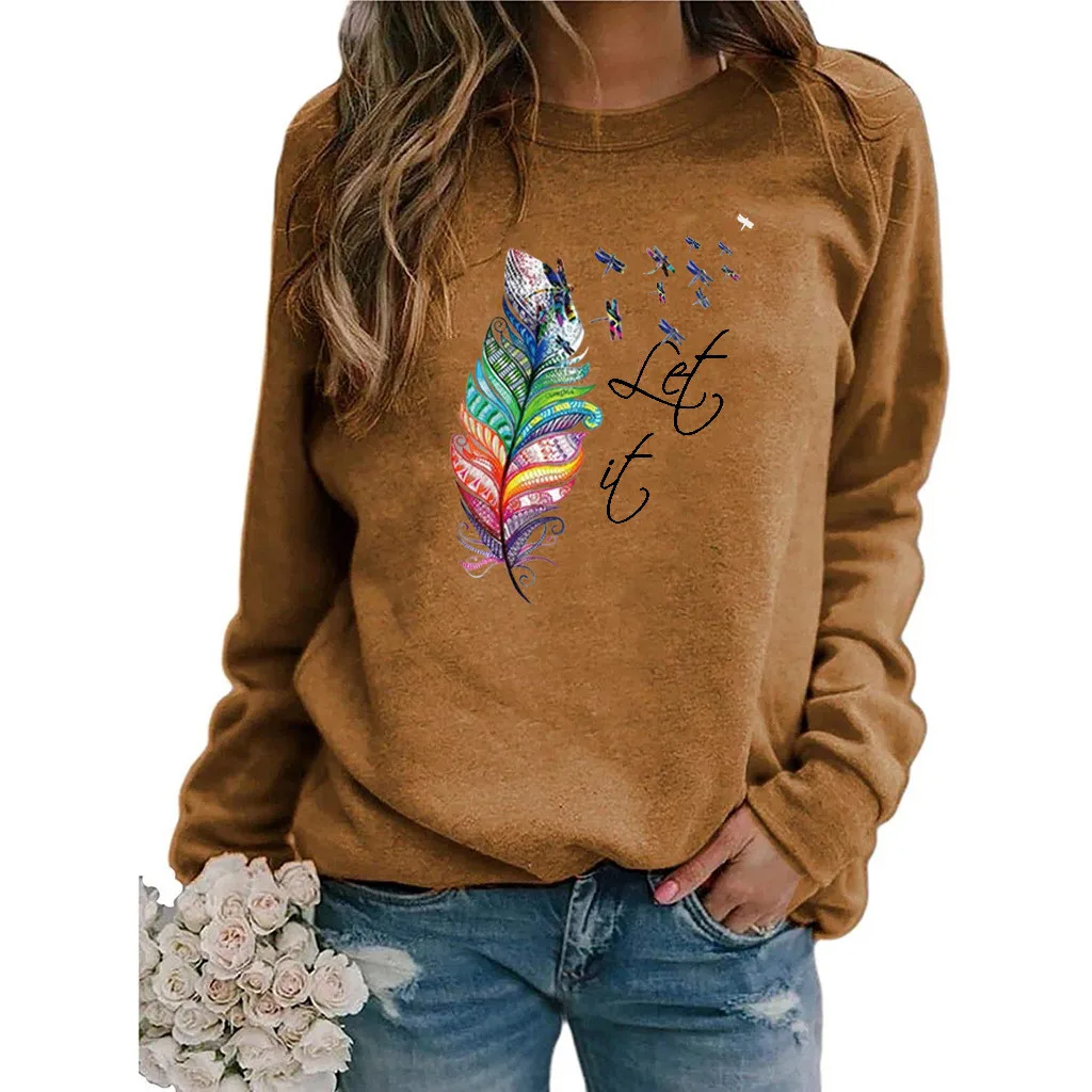 Women Casual Printing Long Sleeve Sweatshirt Pullover Shirts Top Blouse Kawaii Sudaderas Capucha Harajuku Худи Оверсайз