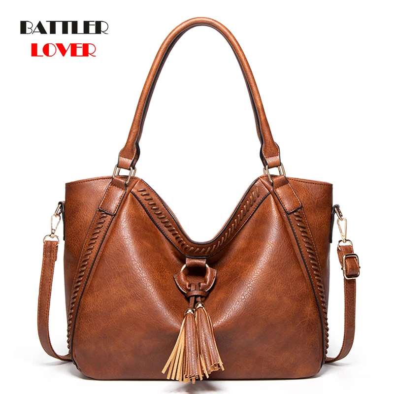 

Big Totes Bag For Women 2021 New Retro Tassel Messenger Bag Female High Quality Leather Handbag Ladies Shoulder Crossbody Purse