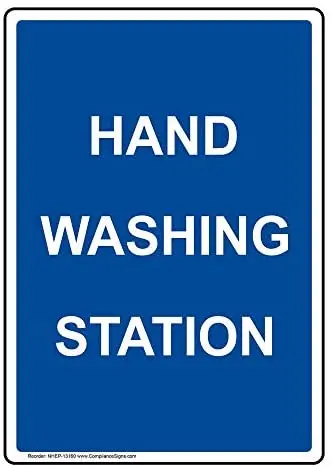 

Vertical Hand Washing Station Sign, 10x7 in. Plastic for Handwashing by ComplianceSigns
