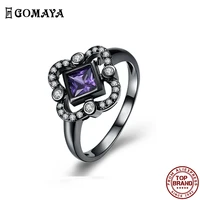 gomaya square purple cubic zirconia rings elegant classic retro ring for women wedding engagement fashion jewelry accessories