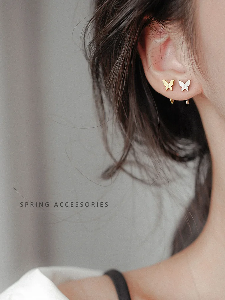 

s925 sterling silver earrings butterfly earrings simple small ear hook earrings simple student fresh jewelry