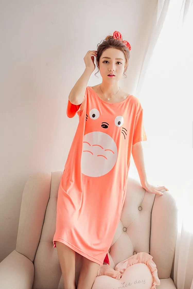 Новинка 2019 летняя Стильная хлопковая ночная рубашка мультяшная Ночная сорочка
