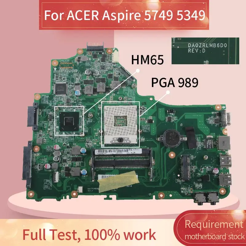 acer aspire 5749 5349 notebook placa principal embutida hm65 Placa-mãe para notebook