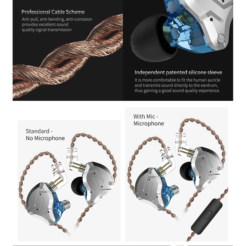 

BA+DD In Ear Earphone Hybrid Headset HIFI Bass Noise Cancelling