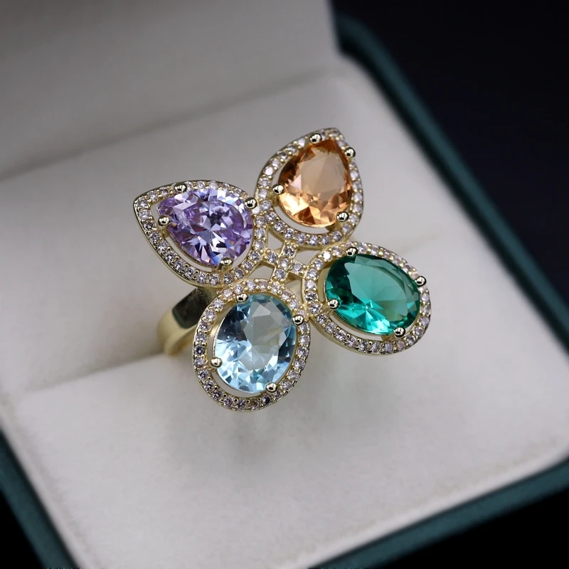 Роскошные комплекты ювелирных изделий в форме капли воды с кристаллами