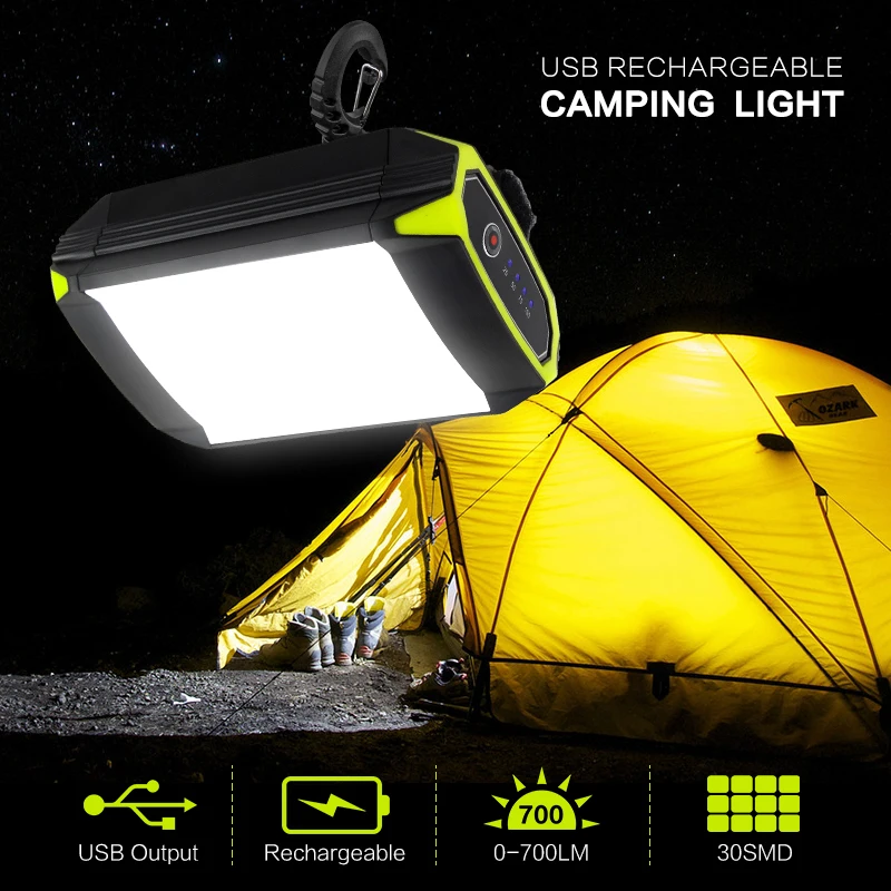 

Flasher Mobile Power Bank Flashlight USB Port Camping Tent Light Outdoor Portable Hanging Lamp 30 LEDS Lantern Camping Light