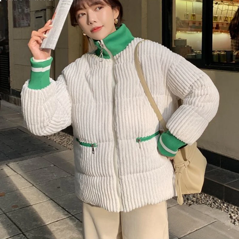 Новинка 2021 женская вязаная пуховая куртка из вельвета с вышивкой зимняя плотная