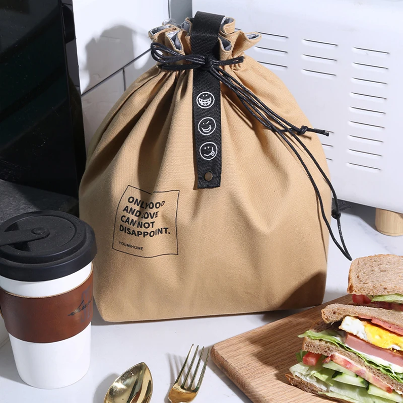 

Work wind portable lunch box bag bento bag canvas rope insulation lunch bag office worker