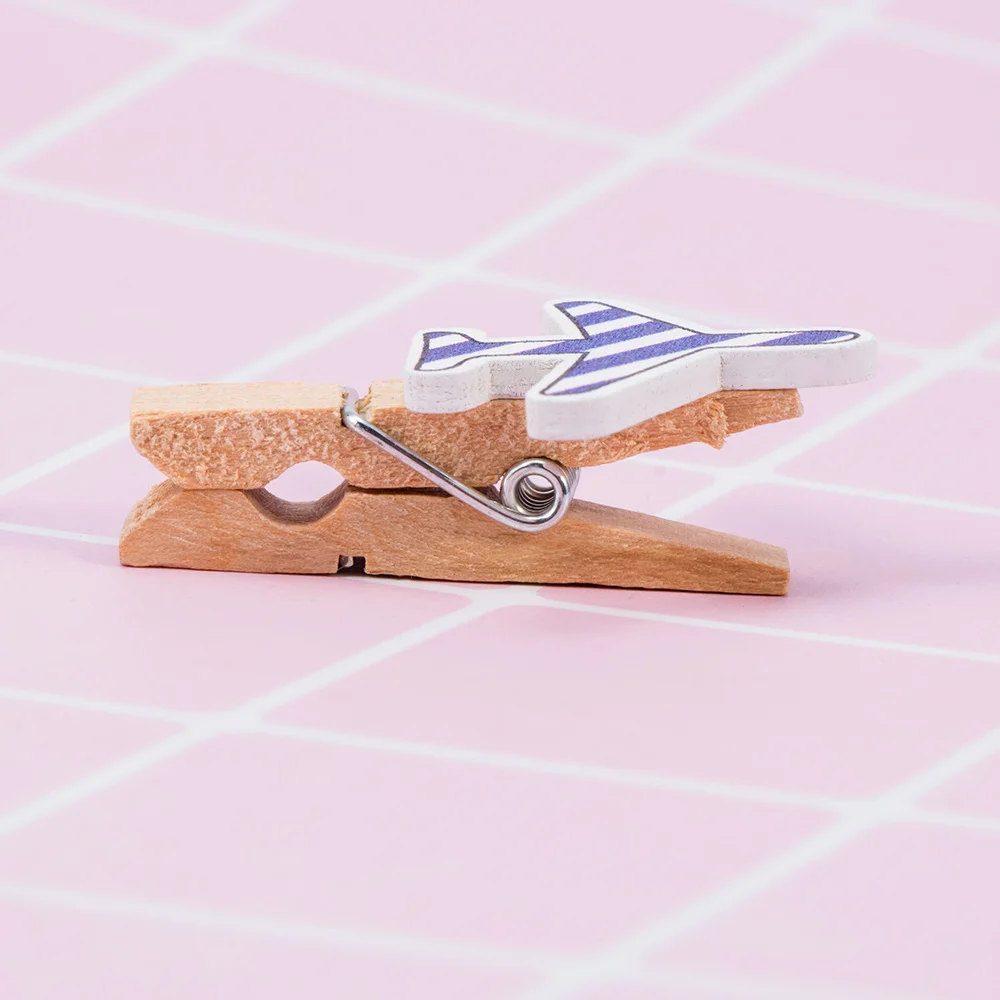 10 шт./упак. милый мультяшный самолетик деревянные зажимы фотобумага рукоделие