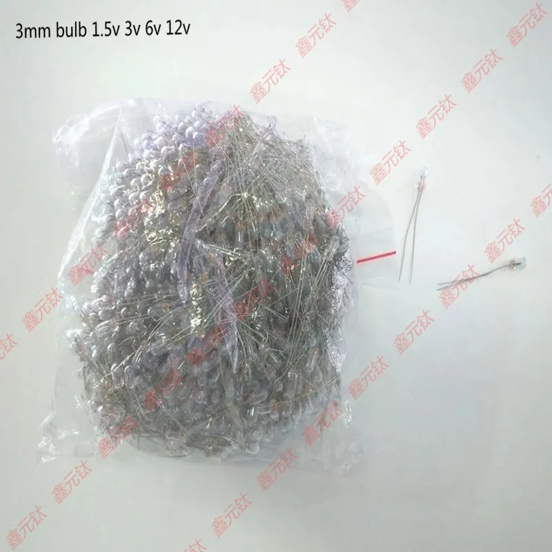 

3mm lamp bulb 1.5v 3v 6v 12v Warm yellow light Rice bulb glass bulb highlight osram lamp 1000pcs/lot