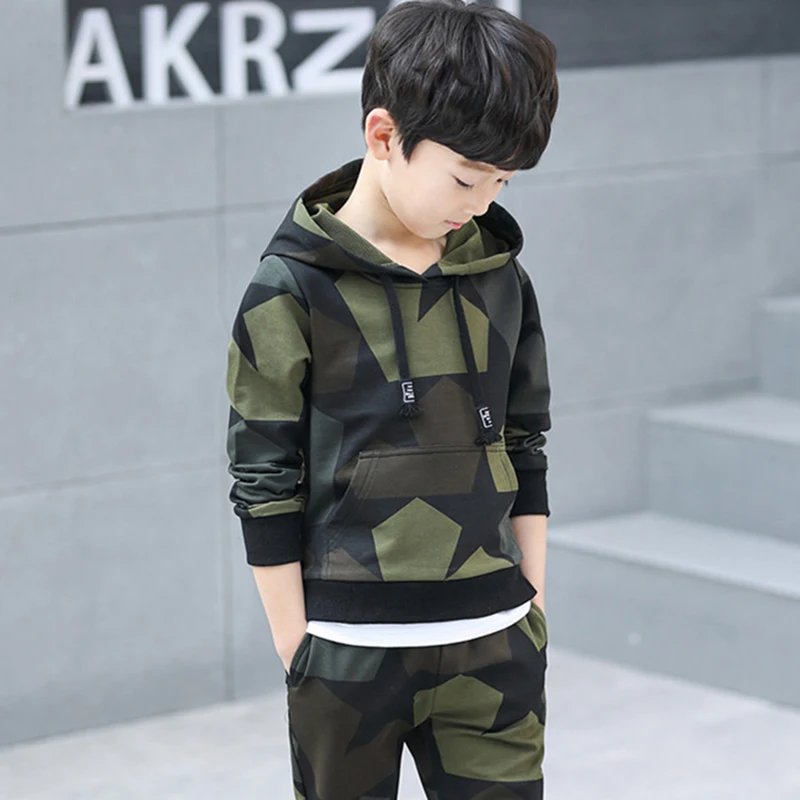 Teen Boys Clothes Set Kids Tracksuit Camouflage Costume Hoodies Tops Pants Children Clothing Outfits 4 6 8 9 10 12 14 Years | Детская
