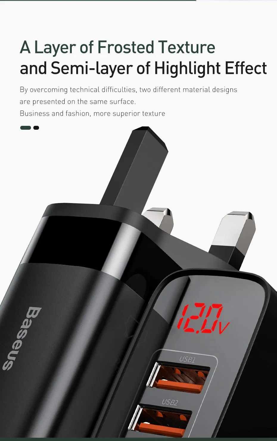 Baseus светодиодный дисплей USB зарядное устройство для мобильного телефона адаптер питания для iPhone samsung xiaomi настенная Быстрая зарядка розетка Великобритания вилка универсальная