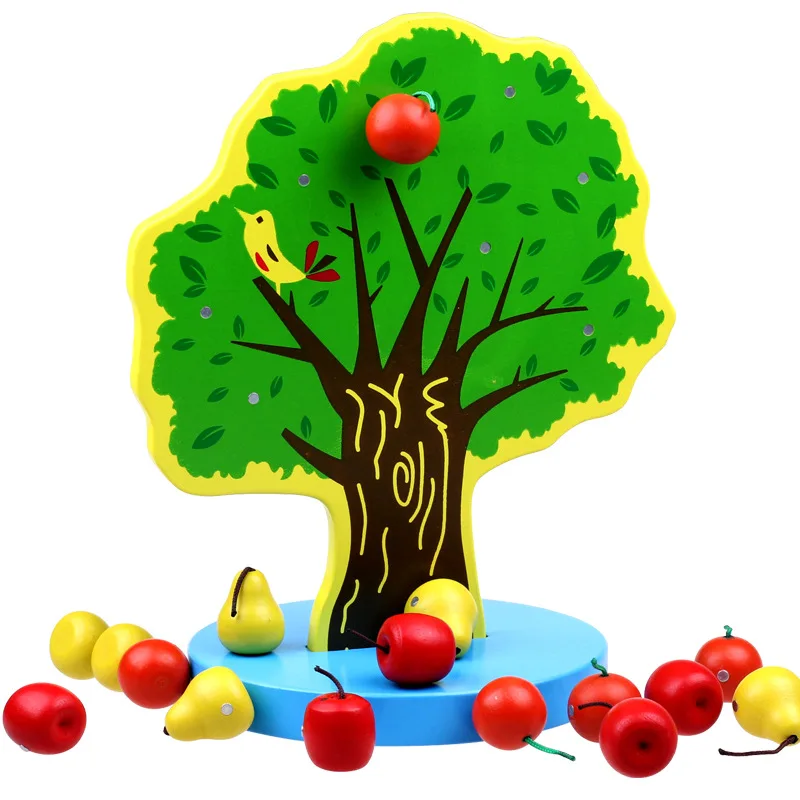 

Montessori Baby Wooden Toys Family Fruit Park Apple Trees Board Hands Brain Training Early Educationa Learning Toys for children