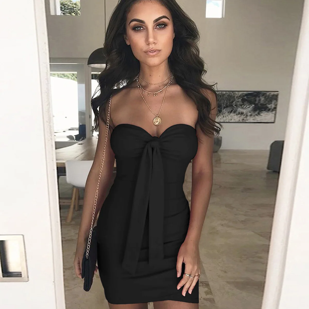 Шнурок шнуровка Для женщин ночной клуб Платья для вечеринок тонкие обтягивающие