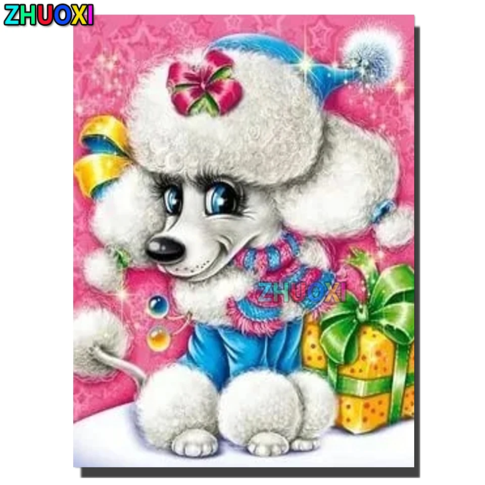 

5D DIY Diamond Painting Cross stitch Christmas Poodle Mosaic Embroidery Diamond full Round Square drill New Year's gift 2022