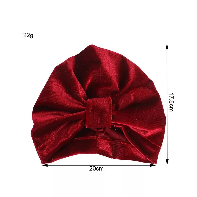 Gold Velvet Bow Hat Baby Girl Turban Soft Bohemian Style Headbands Newborn Cap for Hair Accessories | Мать и ребенок