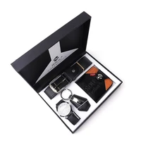 mens high quality boxes quartz watch belt wallet keychain hot holiday gifts set luxury business birthday new year present