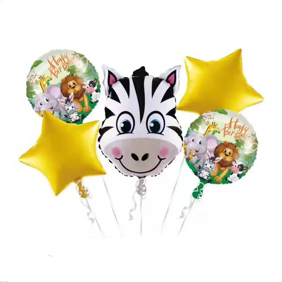 5 шт. Мультяшные животные джунглей фольга Гелиевый шар с днем рождения джунгли