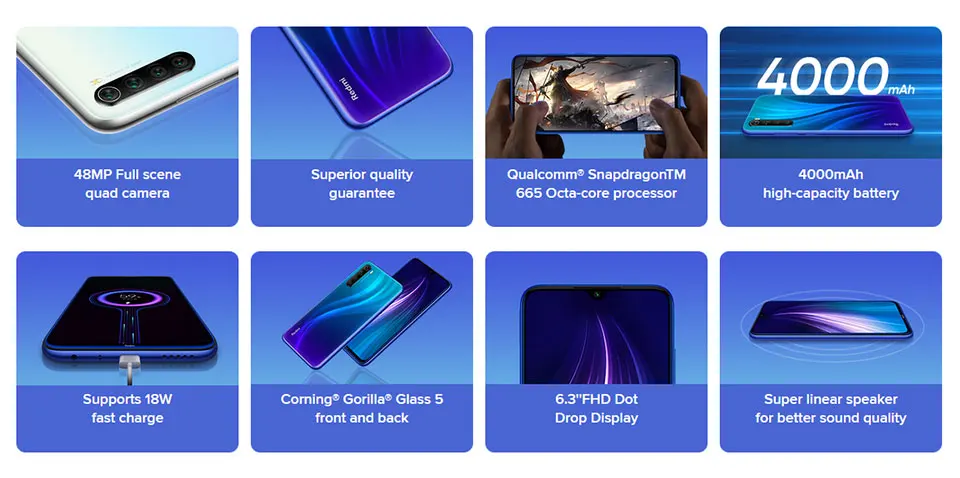 Смартфон Xiaomi Redmi Note 8 с глобальной ПЗУ, 64 ГБ, 6 ГБ, Восьмиядерный процессор Snapdragon 665, 6,3 дюйма, 48мп, четырехъядерный, тыловая камера, 4000 мАч