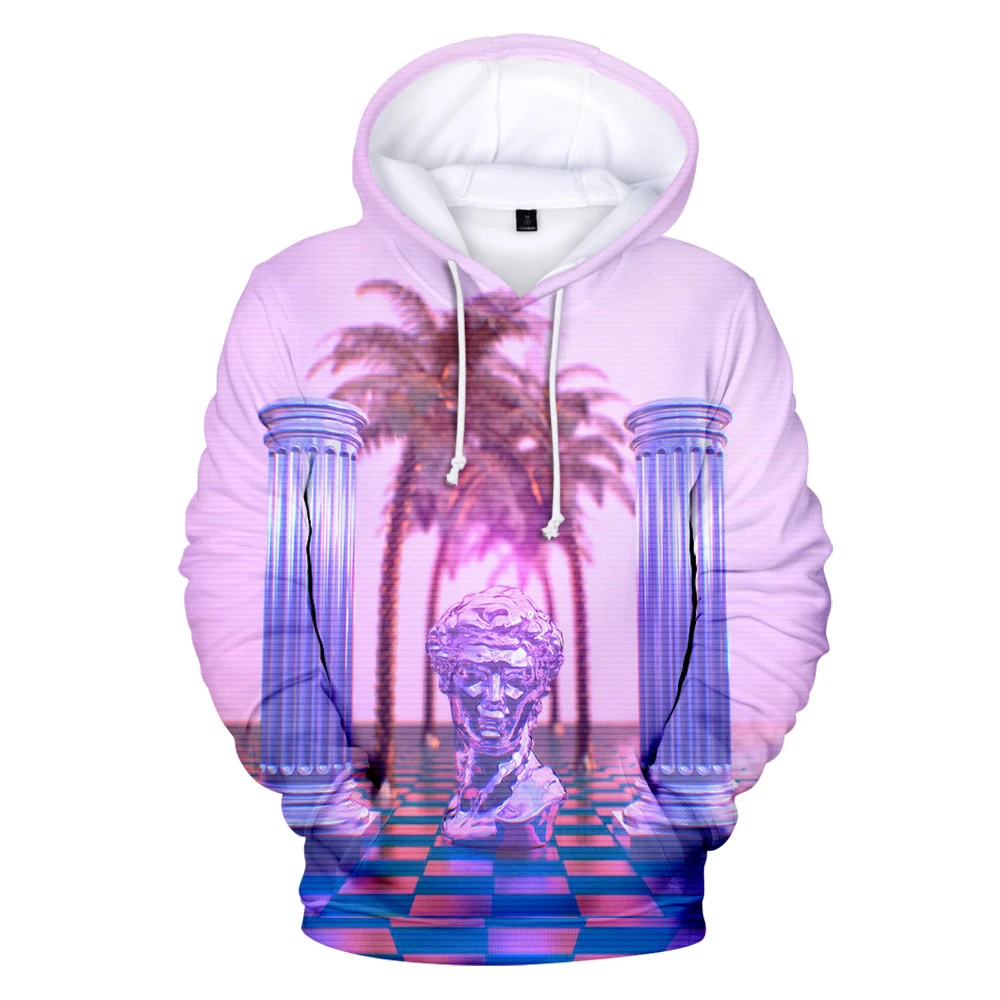 

Повседневный пуловер с капюшоном, толстовка с принтом в стиле Vaporwave, Толстовка для мужчин и женщин, модные повседневные Осенние Топы с длинн...