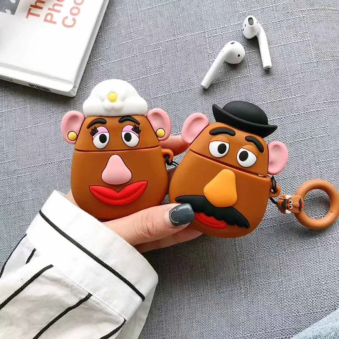 LOVERONY Cute Cartoon Bluetooth Earphone 3D Silicone Case For AirPods 2 1 Headset Protective Cover Apple Air pods Charging Box