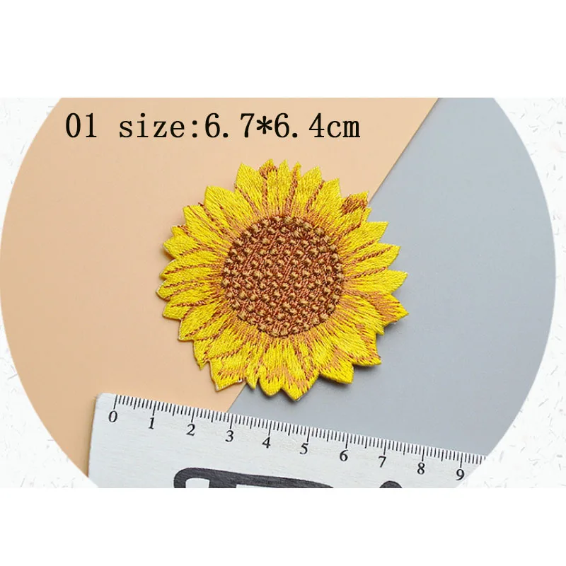 Набор железных вышитых нашивок с подсолнухами рюкзак для одежды полоски на