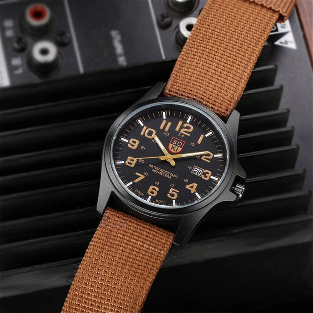 

2021 New Fashion Men's Watch Nylon strap Analog Quartz Round Wrist Watch Watches Men Quartz Casual Wrist Watch Relogio Masculino
