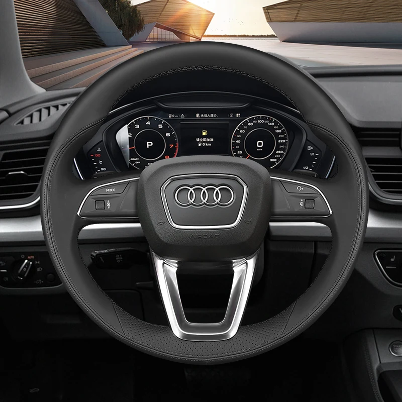 

DIY Hand-Stitched Carbon Fiber Suede Leather Car Steering Wheel Cover for Audi Q5L Q3 A6L Q7 Interior Auto Accessories
