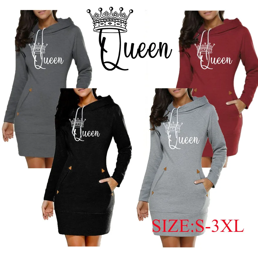 

Women Hoodie Dress Brand Printsd Long Sleeve Hoodie Casual Hooded Jumper Pockets Sweater Tops