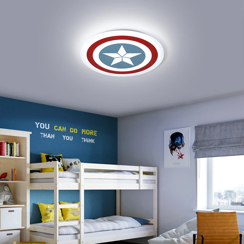 Детский светодиодный потолочный светильник Капитан Америка с пультом