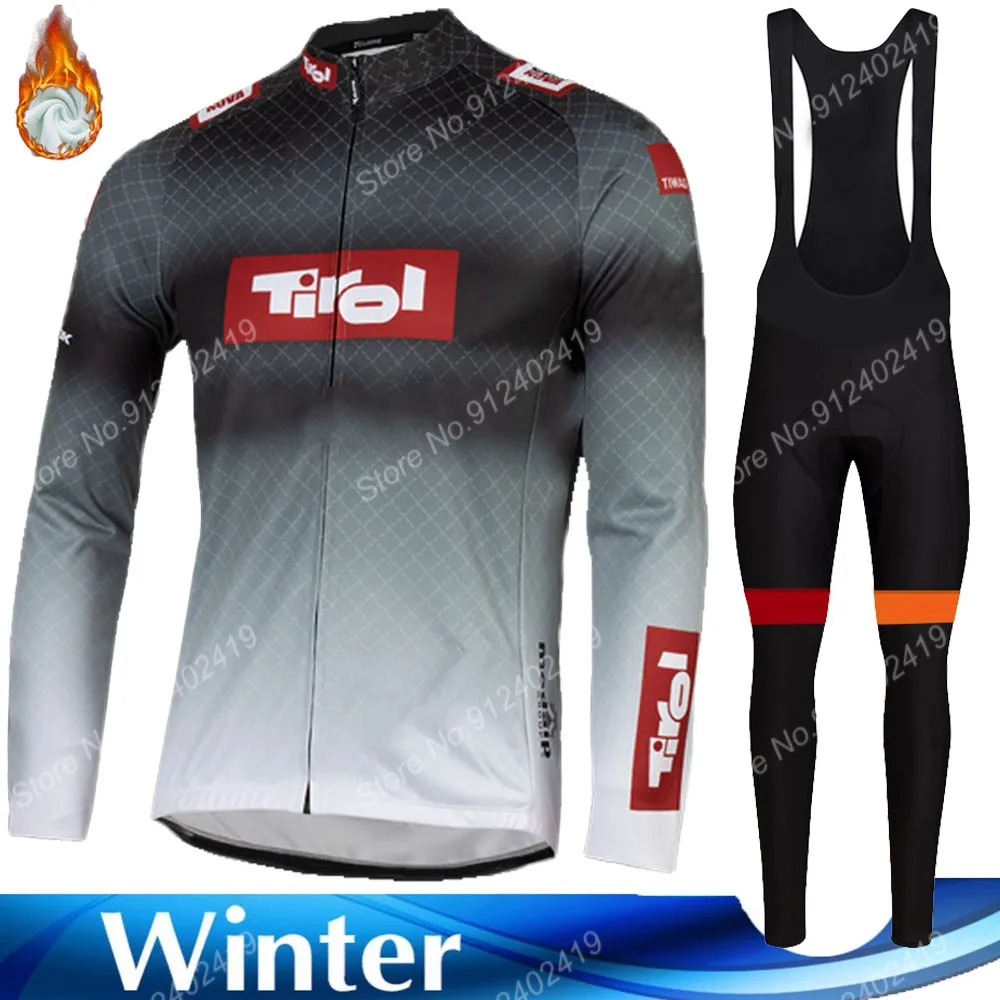 

Трикотажный зимний комплект для велоспорта Maillot Tirol, одежда для велоспорта с длинным рукавом, Тепловая куртка для езды на велосипеде, костюм ...