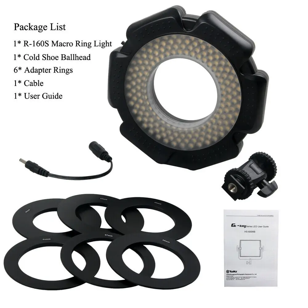 

TeTone olifo R-160S LED flash for action camera Video Ring Lighting Macro Photography Digital Camera Camcorder