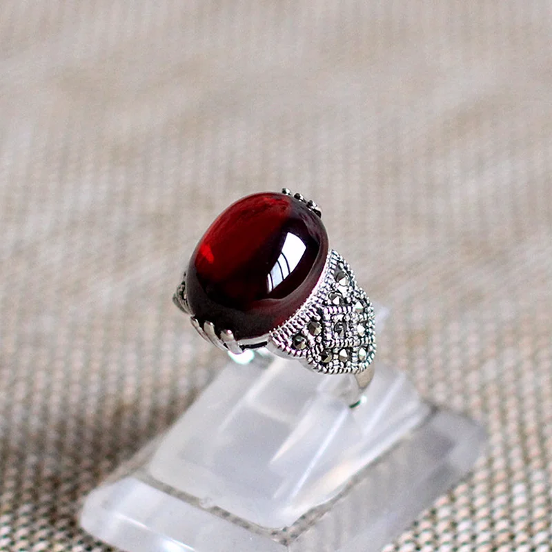 Настоящее 925 пробы серебряные кольца для женщин с натуральным зеленым агатовым