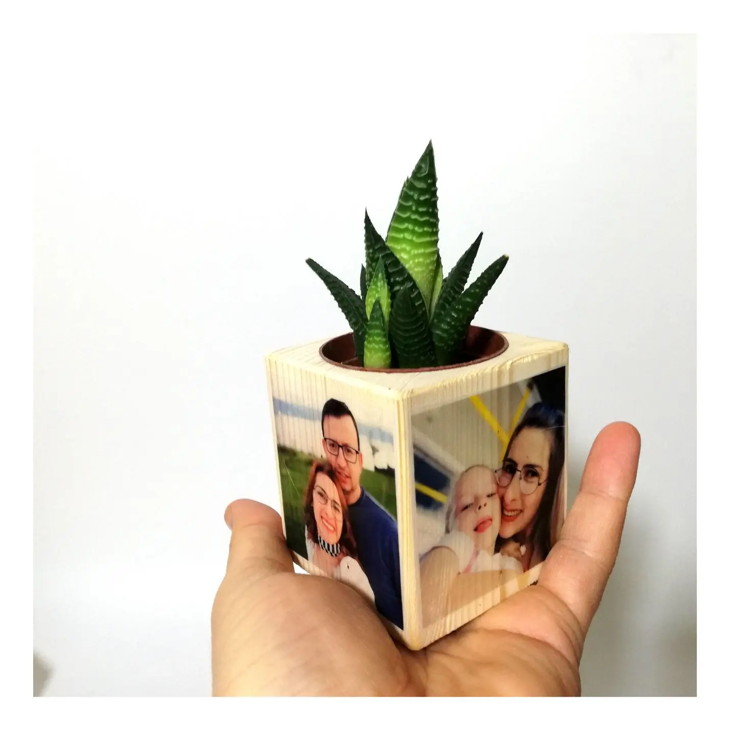 

Personalized Photo Wooden Cube Flower Pot-Exclusive