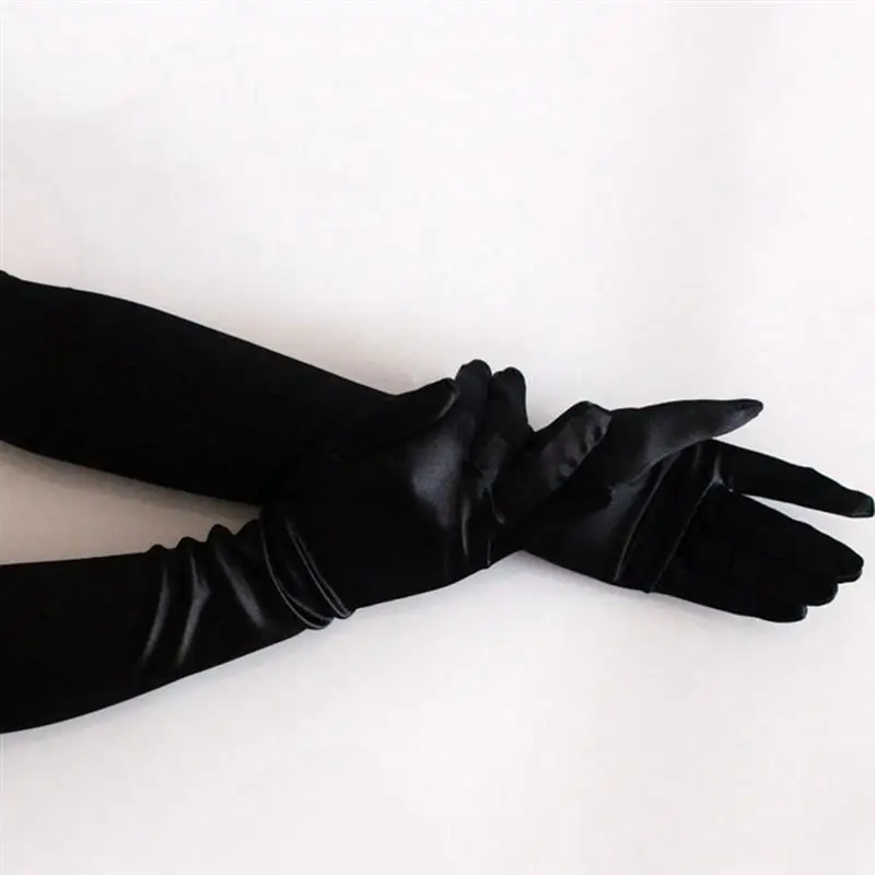 Свадебные атласные перчатки винтажные одноцветные длиной до локтя Вечерние |