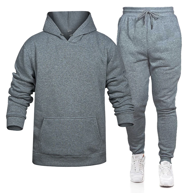 

Men Tracksuit Set Polyester Sweatshirt 2021 Spring Sporting Fleece Jacket + Pants Casual Men's Sports Suit Men's Sportswear 3XL