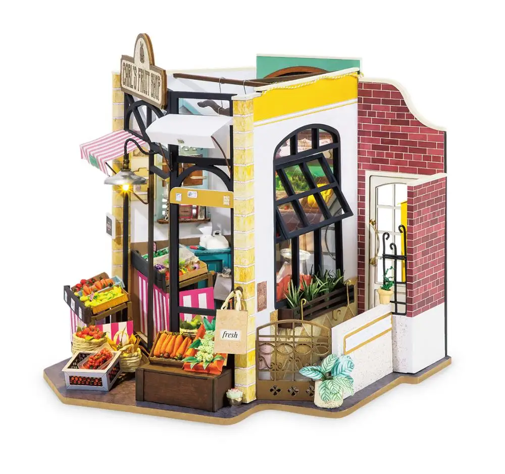 Robotime Rolife DIY Carl's Fruit Shop кукольный домик с мебелью для детей и взрослых миниатюрный