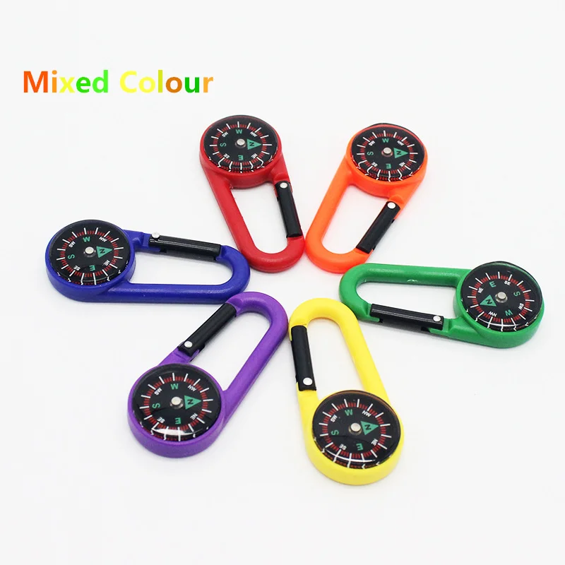 Mixed Colour 1 шт. цветные пластиковые мини-компасы для походов, походов, карабин для путешествий, Детские игрушечные компасы, маленький подарок, разные цвета - Цвет: Mixed Colour