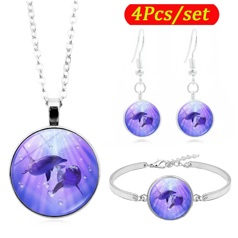 Дельфин любовь фото кабошоны разрисованные изделия из стекла модное ювелирное