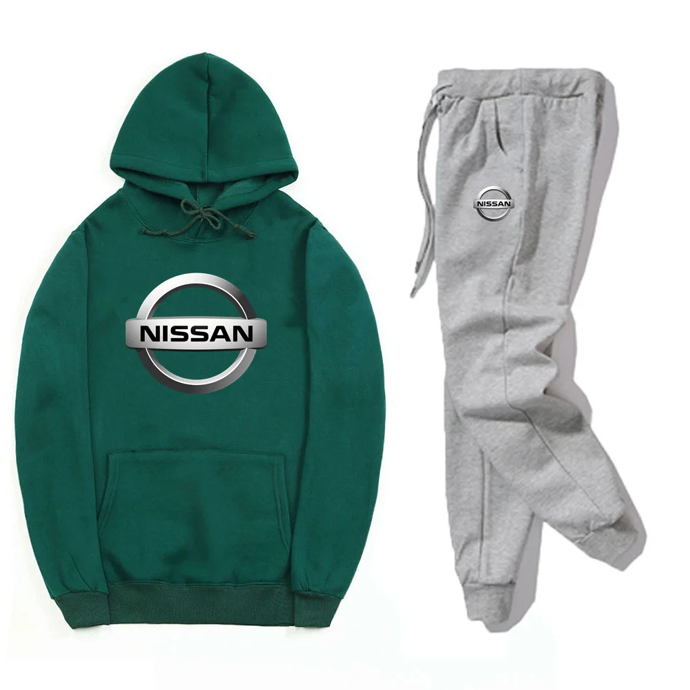 

Nissan car logo brand hot sale sports hoodie men's hoodie + pants suit men and women street sports casual wear