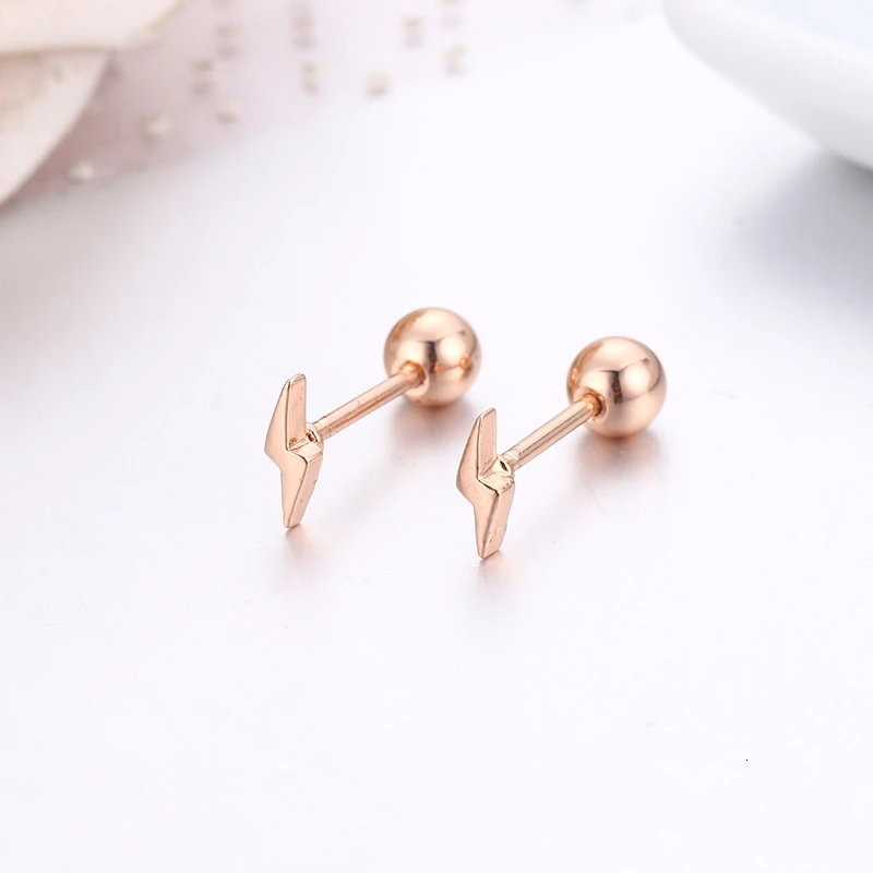 Cute Mini Small Lightning Screw Back Stud Earrings For Women Kids Girls Gold Color Piercing Jewelry Oorbellen Aros Orecchini | Украшения и