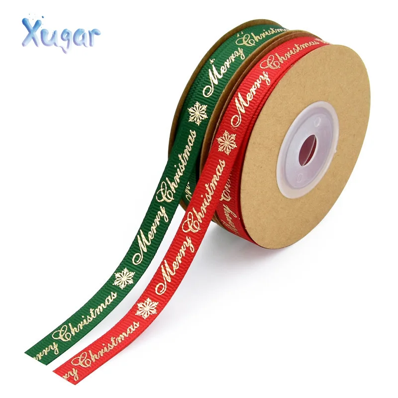 

Xugar 10mm 10yards Grosgrain Ribbon Merry Christmas Printed Ribbon Gift Wrapping Wedding Party Decor DIY Accessories Materials