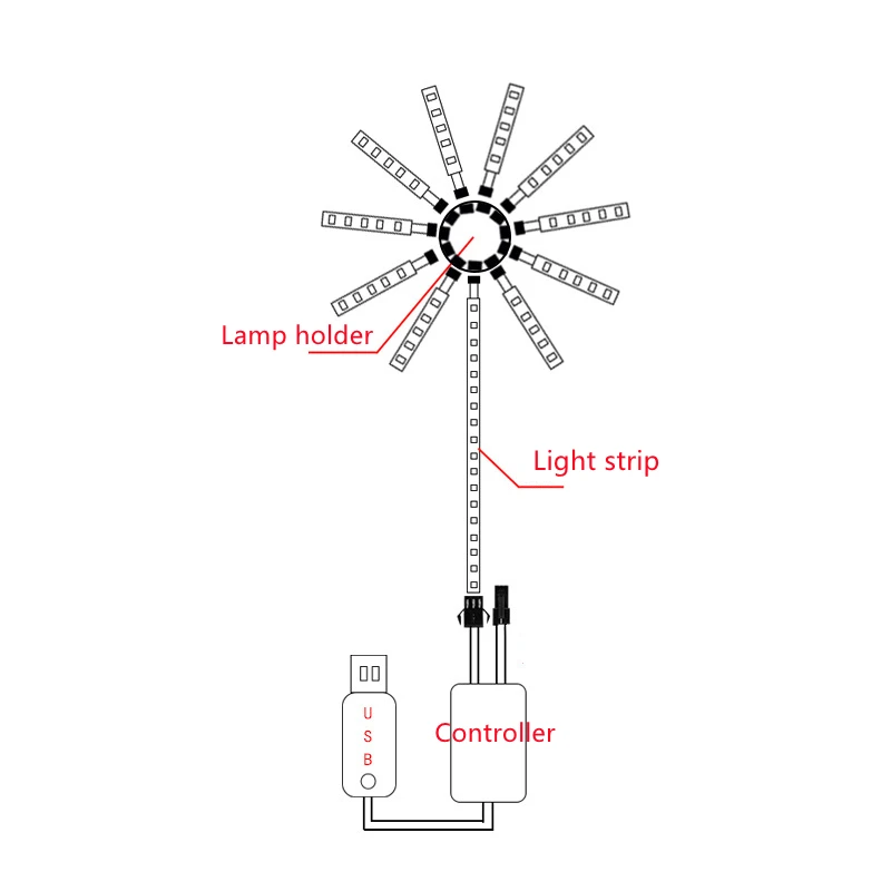 

5V Fireworks LED Strip Light with Voice Control RGB Festoon Fairy Light Music Control Meteor Lamp Home Wedding Room Decor Light