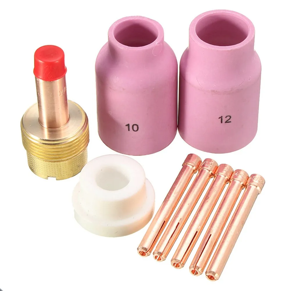 

9Pcs TIG KIT Gas Lens & Alumina Cup Fit Tig Welding Torch For Large Gas Lens Set-up In Torch 17 18 And 26 Series Gas Lens Cups