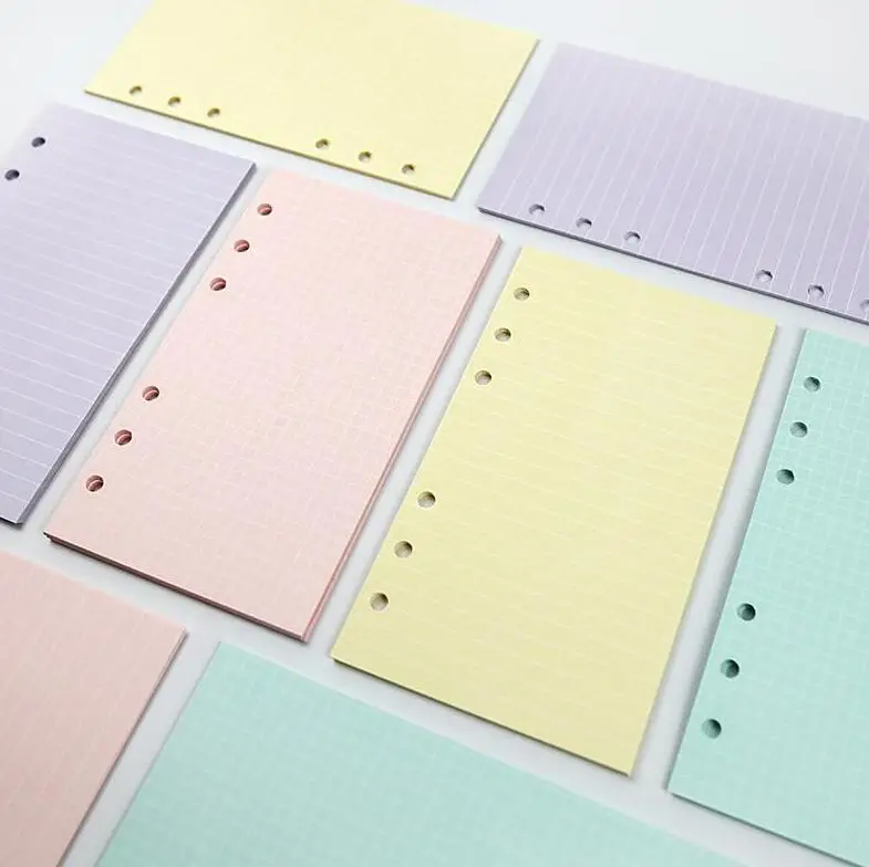 安い 40枚5色A6ルーズリーフページ内無地ノートリフィルスパイラルバインダープランナー内側フィラー論文 #191