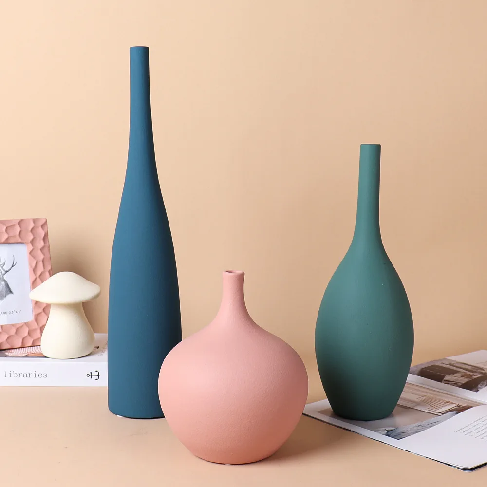 

Soft Farmhouse Home Wedding Decoration Accessories Design Of New Chinese Morandi Ceramic Large Vase Cute Living Room Vintage