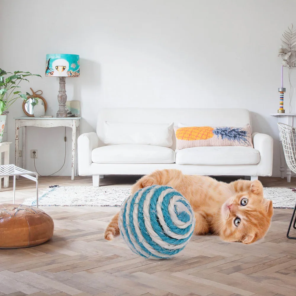 Игрушка для кошек сизальный шар 5 см кошачья Когтеточка с царапинами
