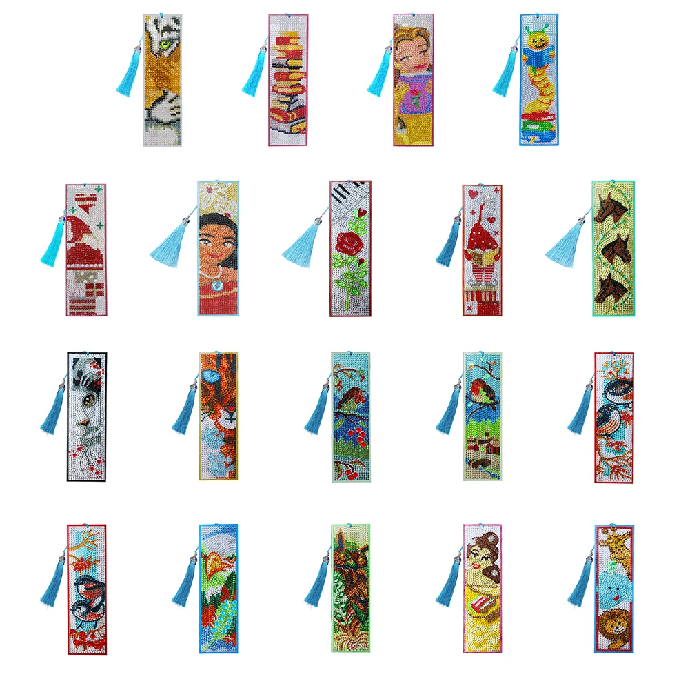 

Book Mark 5D DIY Diamond Painting Leather Bookmark Embroidery Tassel Special Shape Drill Rhinestone Art Craft Book Lover Gift