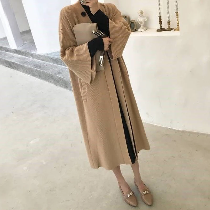 Женский вязаный кардиган с рукавом летучая мышь свободного покроя |